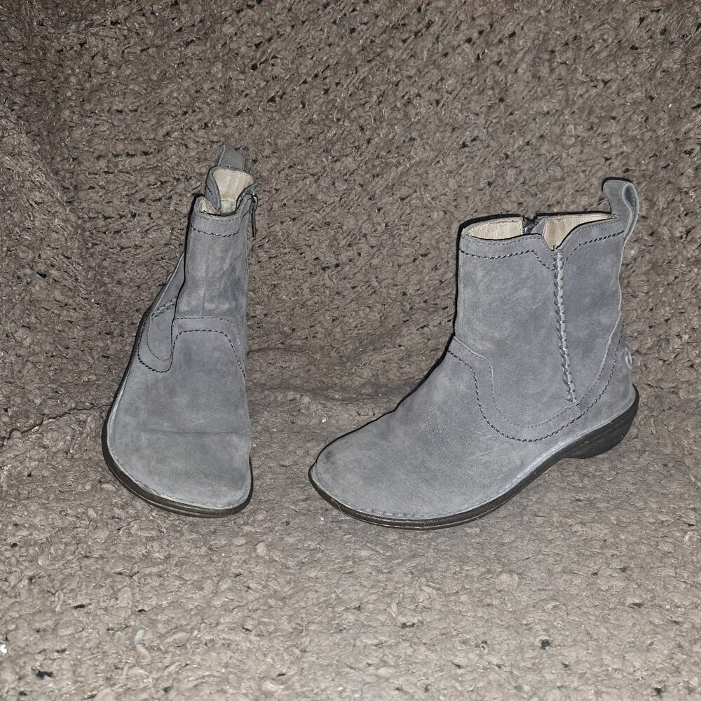 UGG-Neevah-Gray Suede/Shearling Lined-Side Zip Booties-Sz 7-Excellent